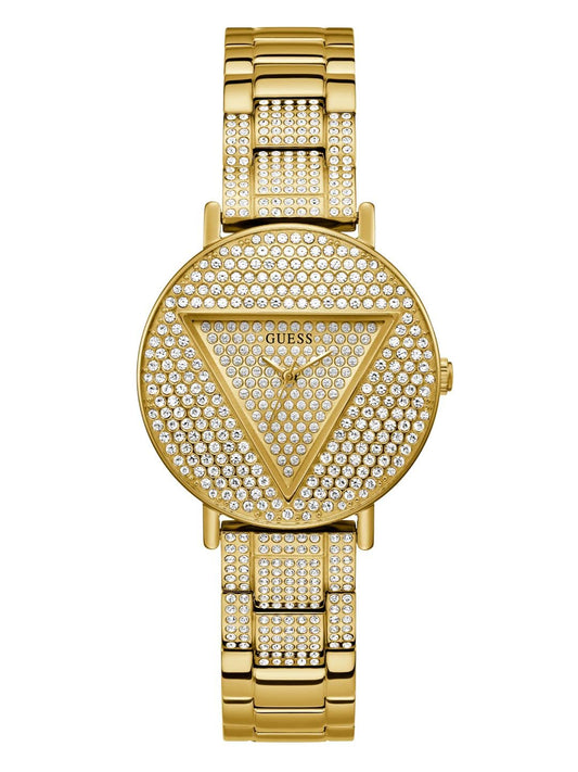 Guess Trend Diamonds Gold Dial Gold Steel Strap Watch for Women - GW0512L2