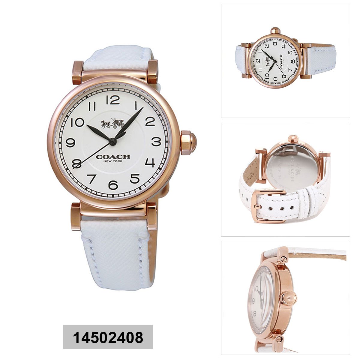 Coach Madison White Dial White Leather Strap Watch for Women - 14502408