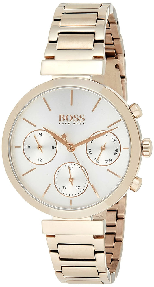 Hugo Boss Flawless Quartz White Dial Gold Steel Strap Watch for Women -1502531