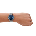 Emporio Armani Kappa Quartz Blue Dial Silver Steel Strap Watch For Men - AR80010