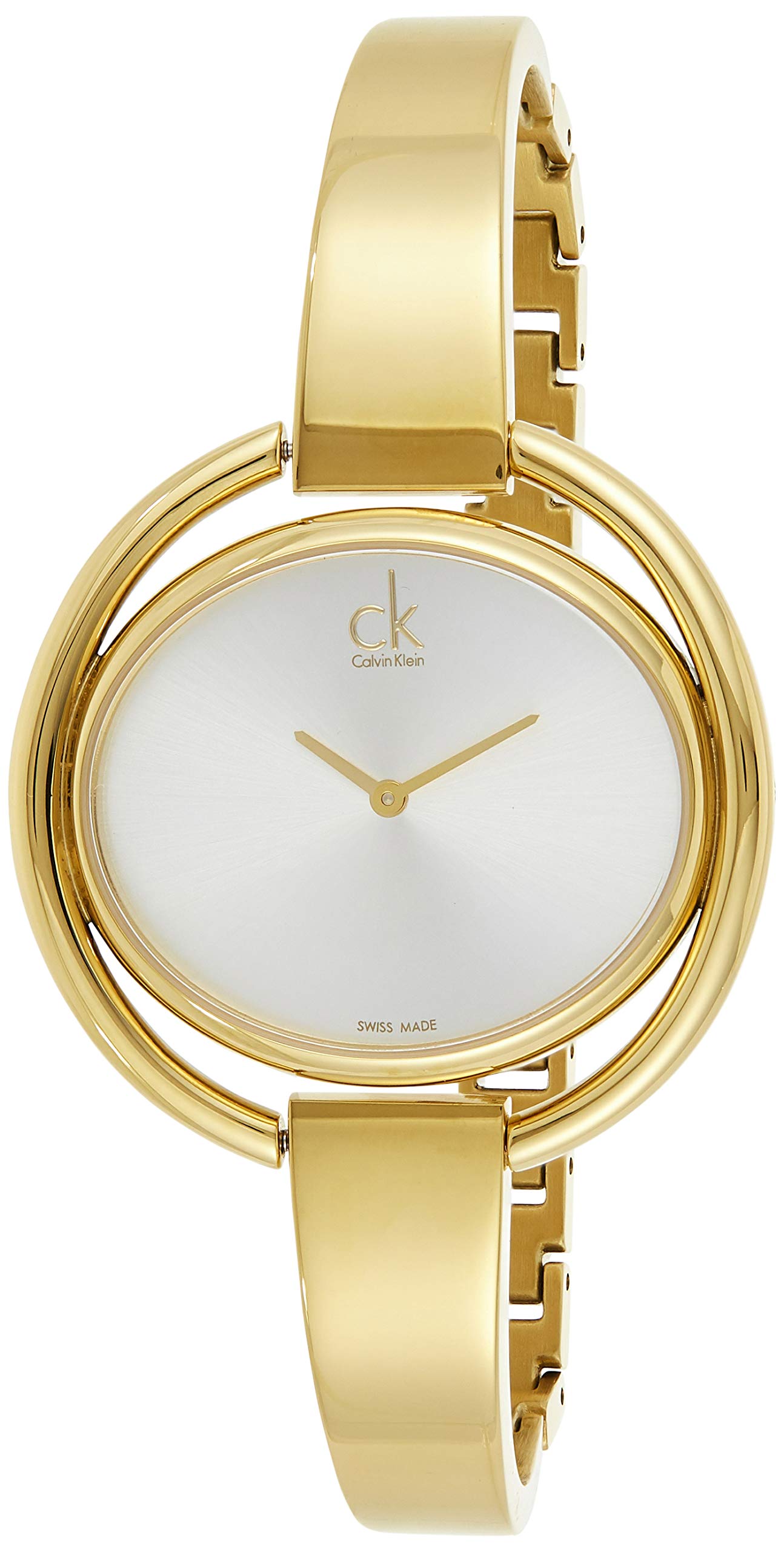 Calvin Klein Impetuous White Dial Gold Steel Strap Watch for Women - K4F2N516