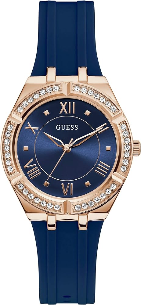 Guess Cosmo Diamonds Blue Blue Dial Blue Silicone Strap Watch for Women - GW0034L4