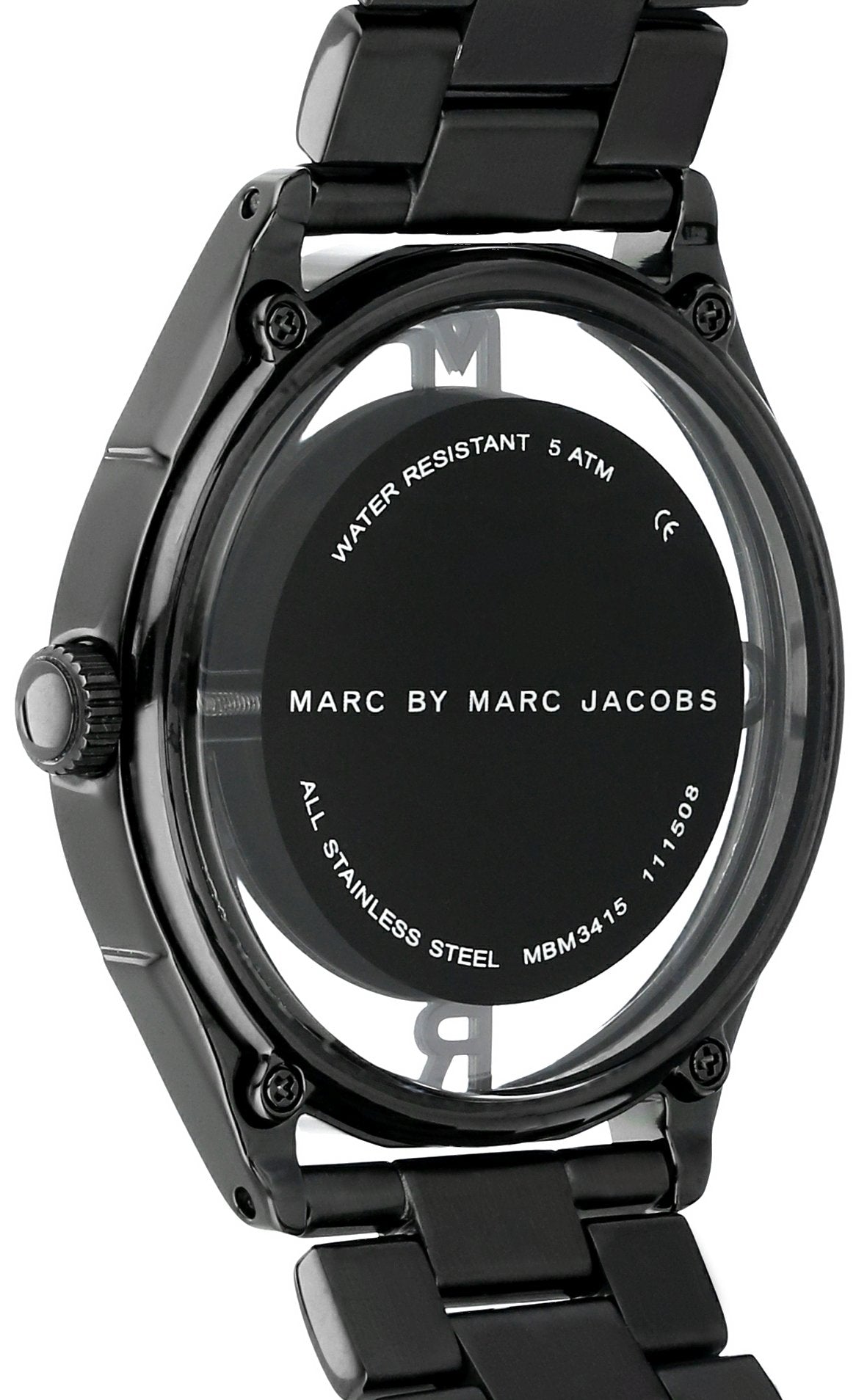 Marc Jacobs Tether Black Transparent Dial Black Stainless Steel Strap Watch for Women - MBM3415