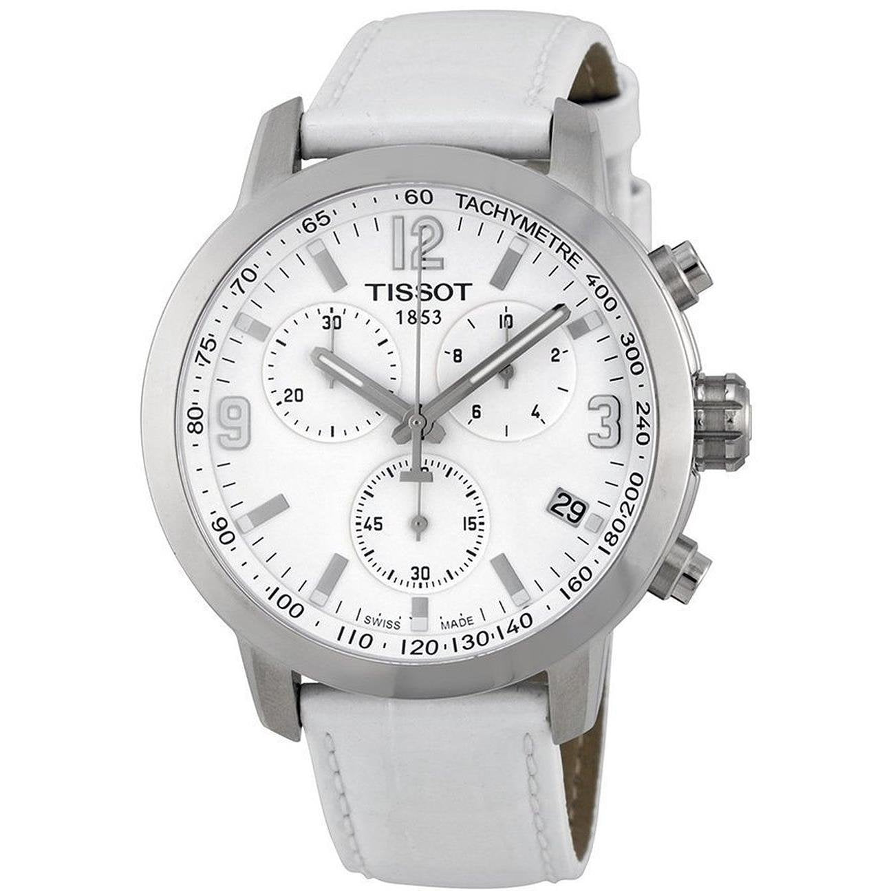 Tissot PRC 200 Chronograph Quartz White Dial Steel Watch For Men - T055.417.16.017.00