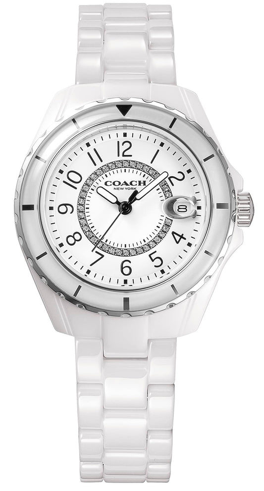 Coach Preston White Dial White Steel Strap Watch for Women - 14503462