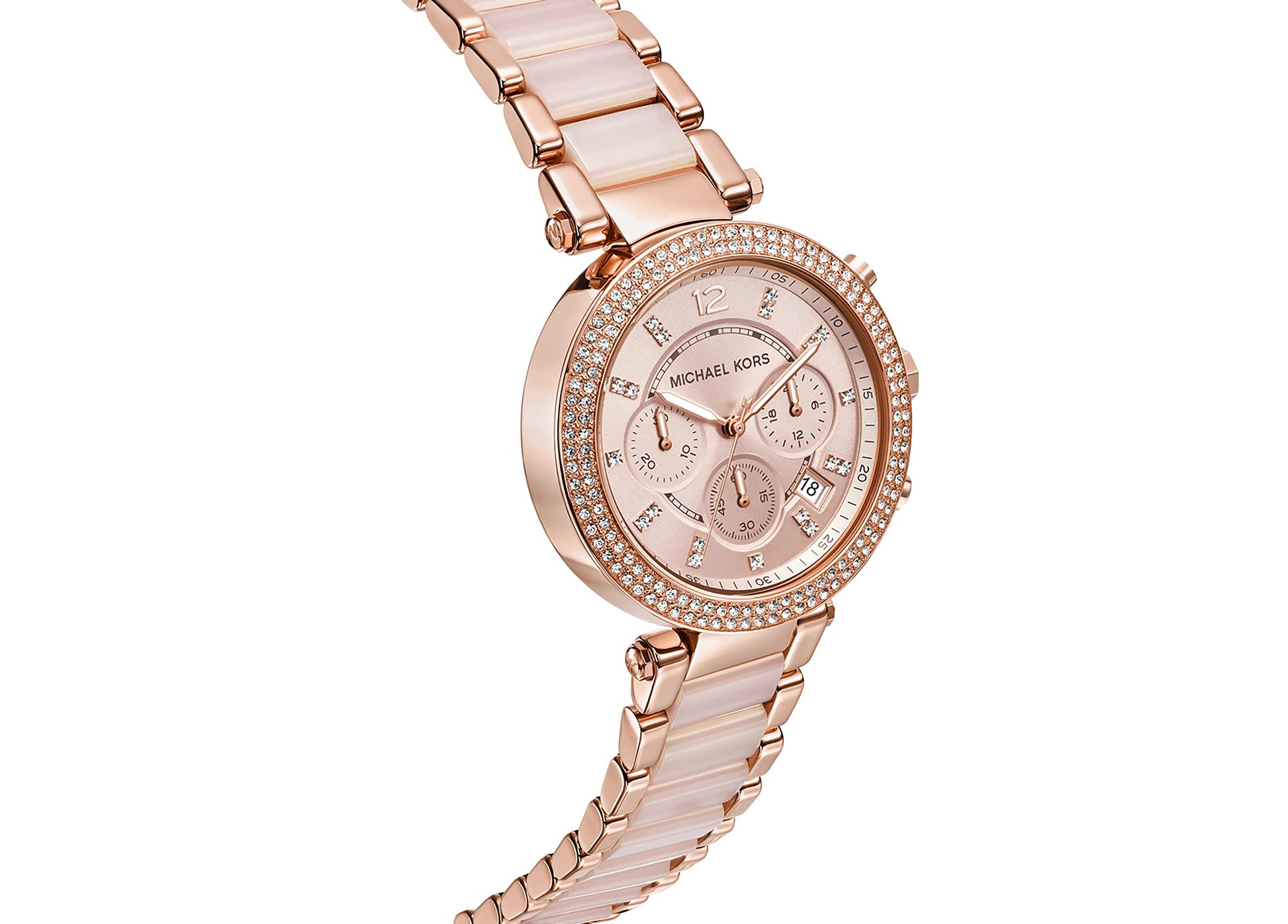 Michael Kors Parker Pink Dial Two Tone Steel Strap Watch for Women - MK5896