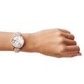 Fossil Jacqueline Mother of Pearl White Dial Pink Leather Strap Watch for Women - ES4671