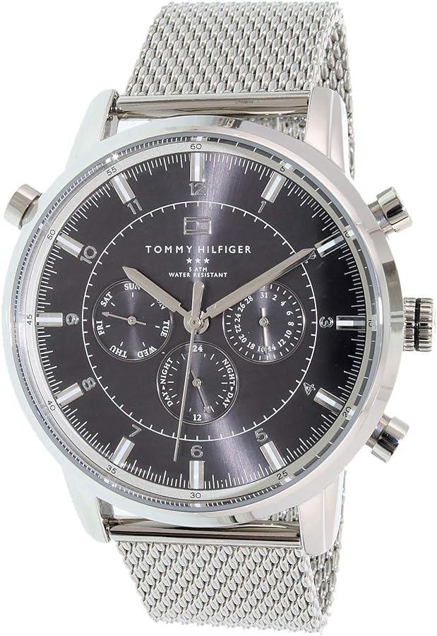 Tommy Hilfiger Harrison Quartz Grey Dial Silver Mesh Bracelet Watch for Men - 1790877