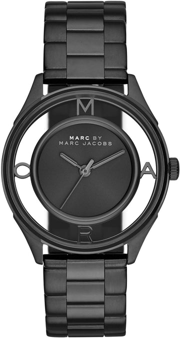 Marc Jacobs Tether Black Transparent Dial Black Stainless Steel Strap Watch for Women - MBM3415