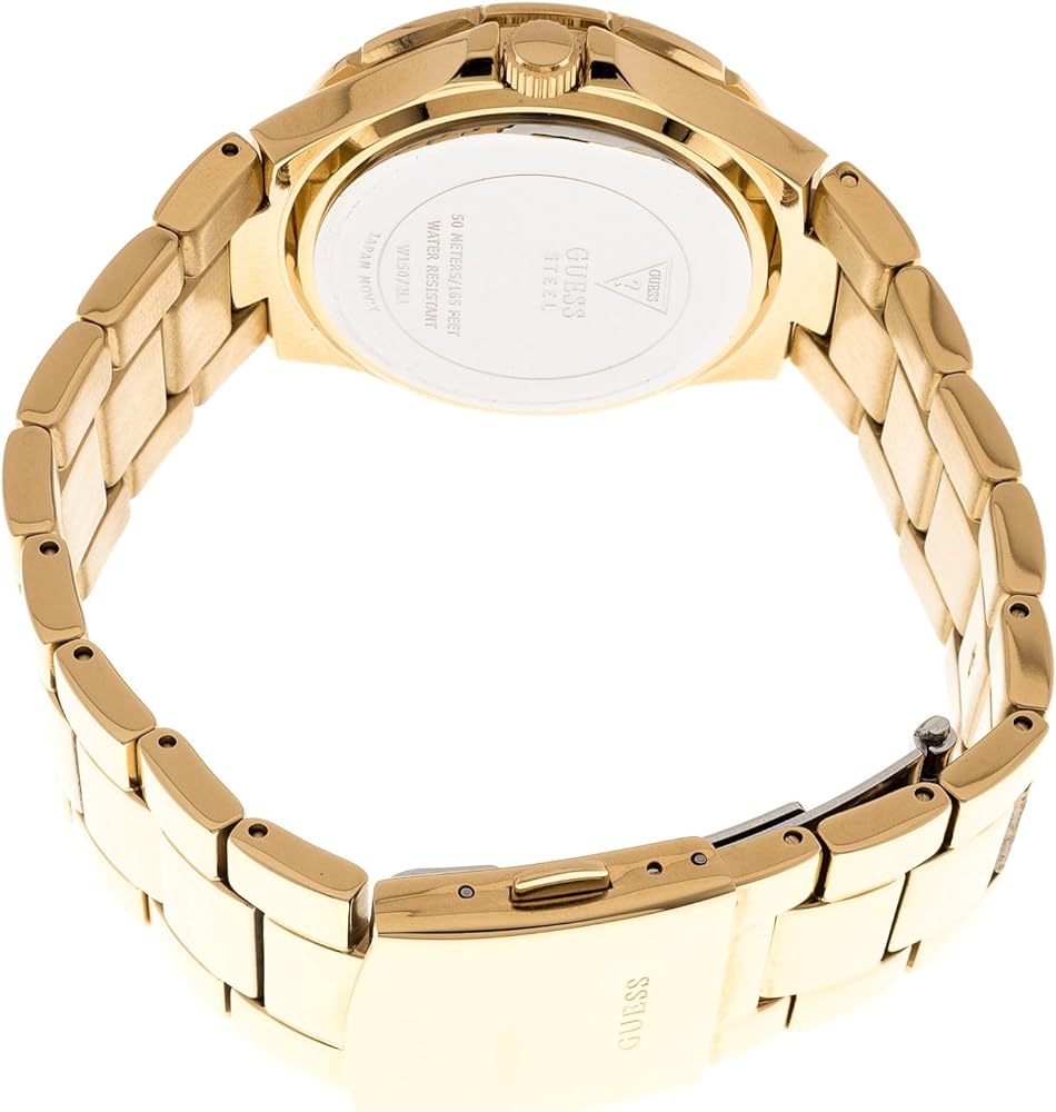 Guess Mini Prism Diamonds White Dial Gold Steel Strap Watch for Women - W15072L1