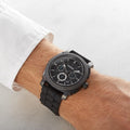 Fossil Machine Chronograph Black Dial Black Silicone Strap Watch for Men - FS4487