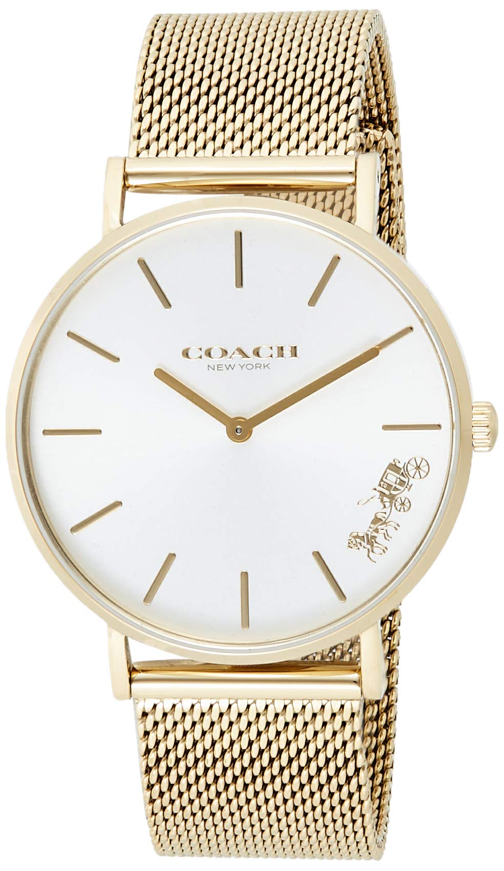 Coach Perry White Dial Gold Mesh Bracelet Watch for Women - 14503125