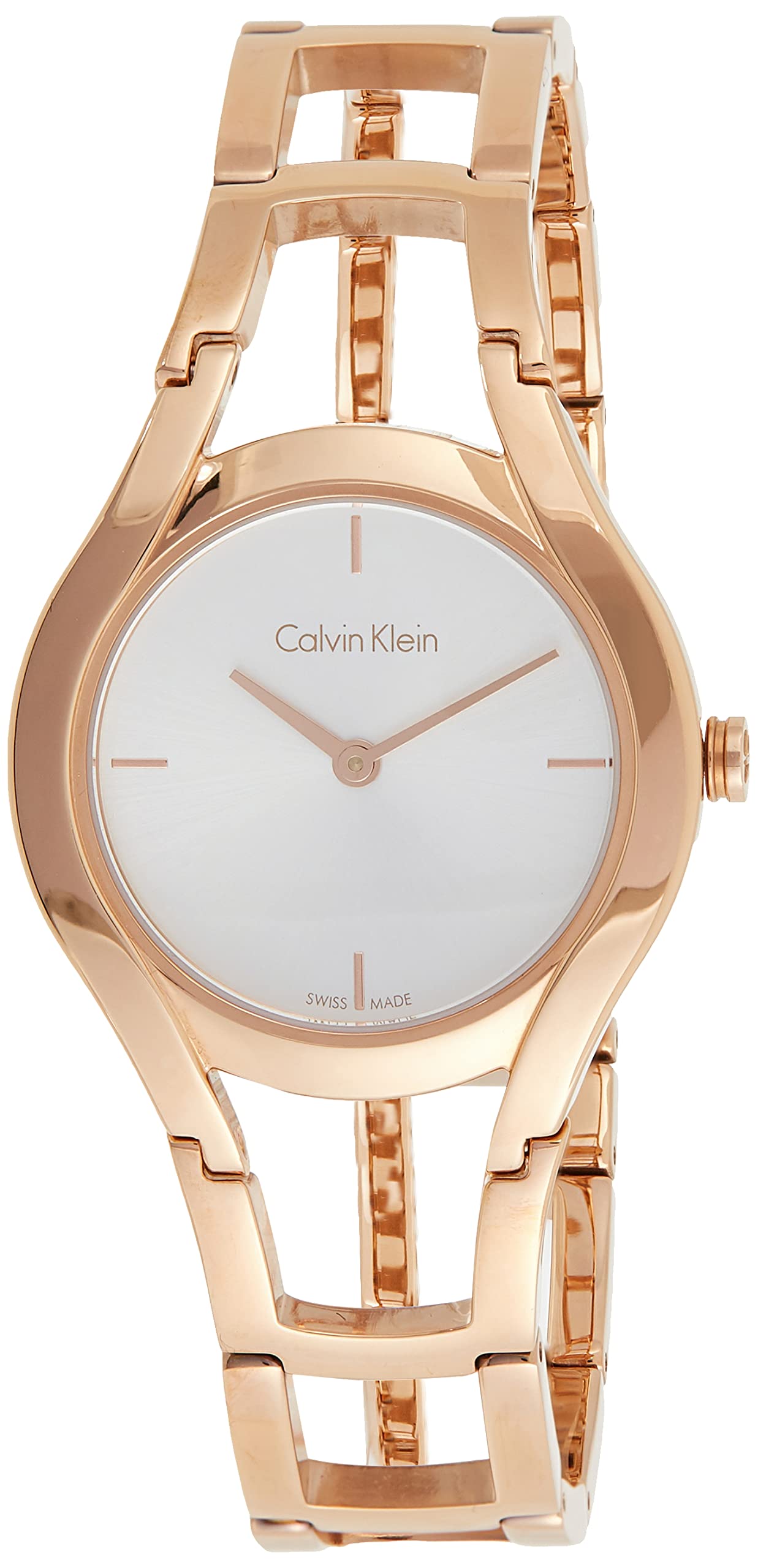 Calvin Klein Class White Dial Rose Gold Steel Strap Watch for Women - K6R23626