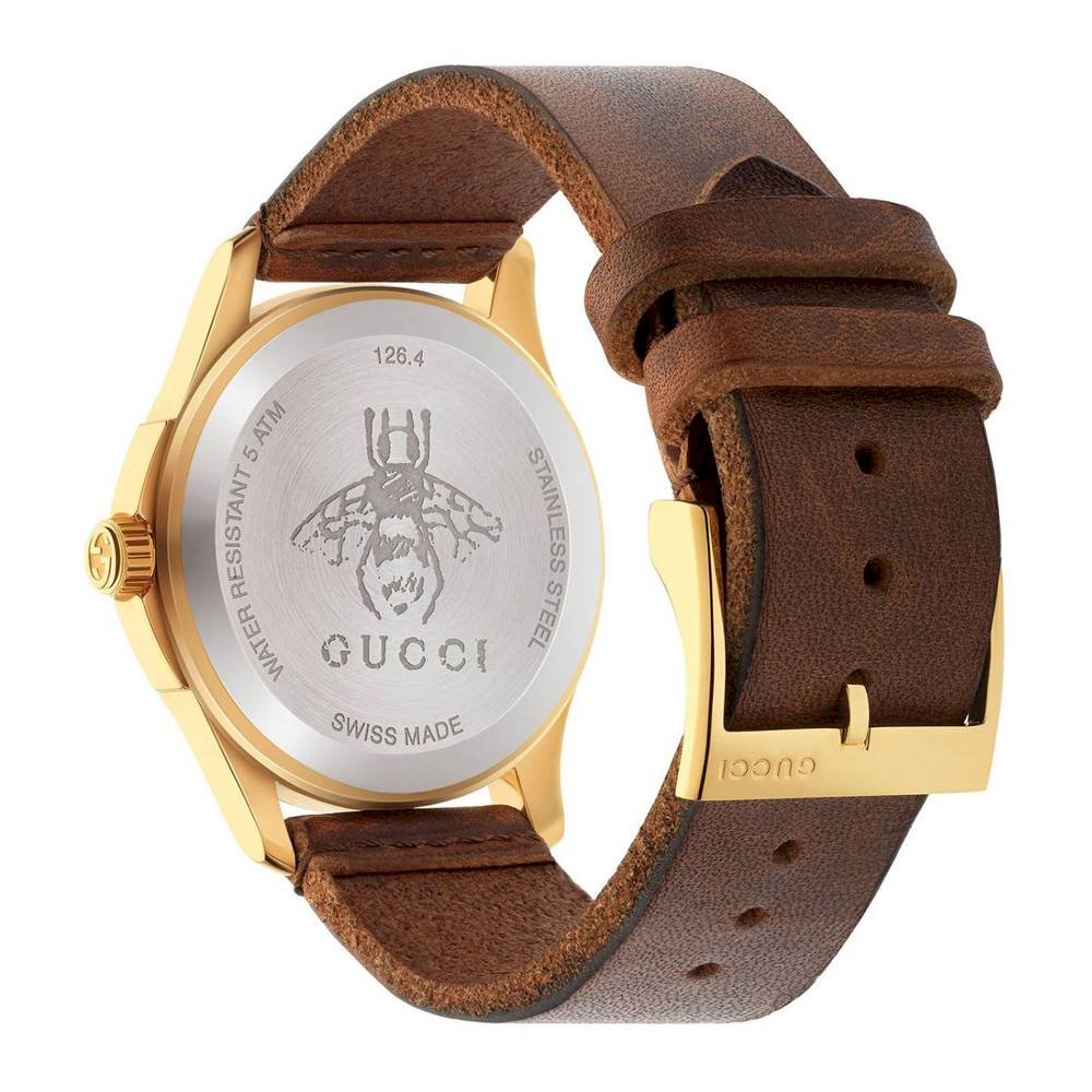 Gucci Le Marche Des Merveilles Green and Red Dial Brown Leather Strap Unisex Watch - YA1264012