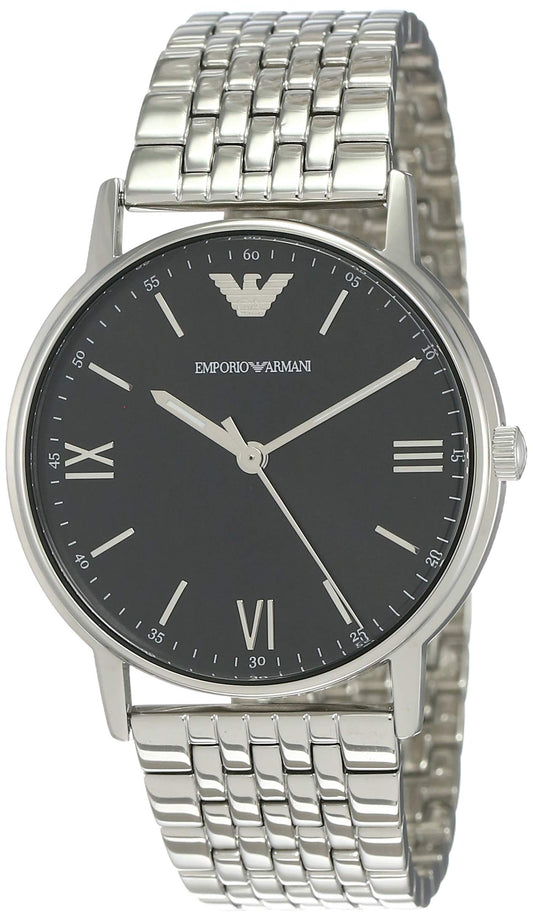 Emporio Armani Kappa Black Dial Stainless Steel Watch For Men - AR11152