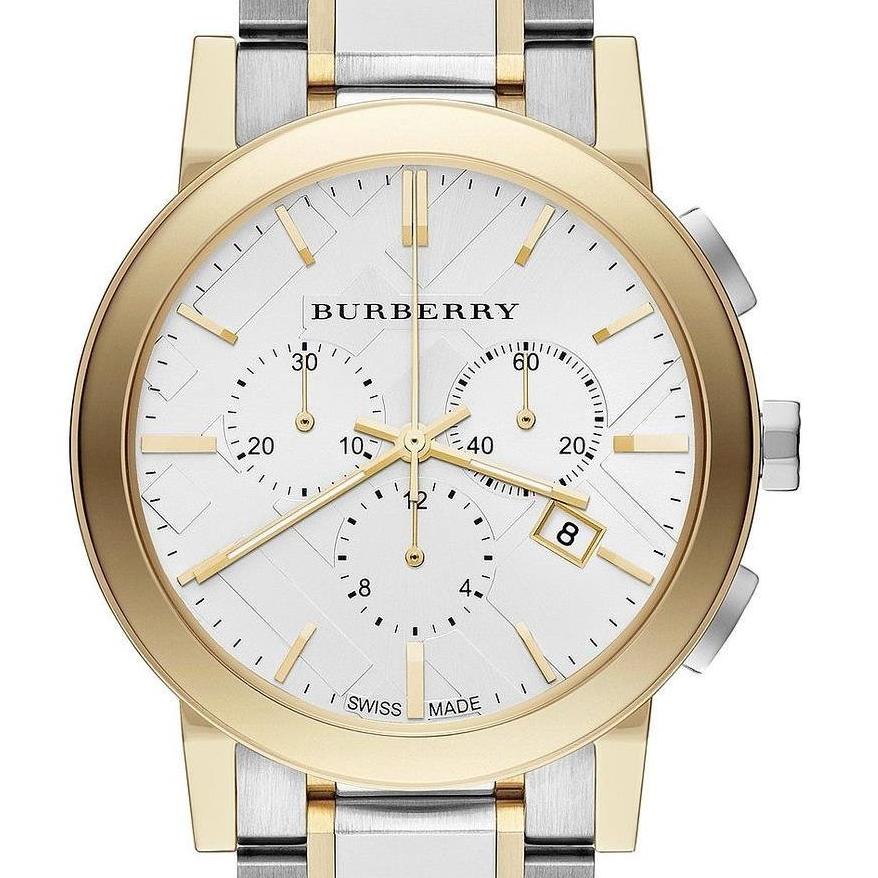 Burberry The City White Dial Two Tone Steel Strap Watch for Men - BU9751