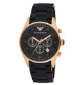 Emporio Armani Sportivo Chronograph Black Dial Black Steel Strap Watch For Men - AR5905