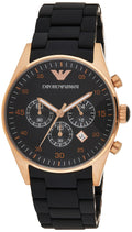 Emporio Armani Sportivo Chronograph Black Dial Black Steel Strap Watch For Men - AR5905