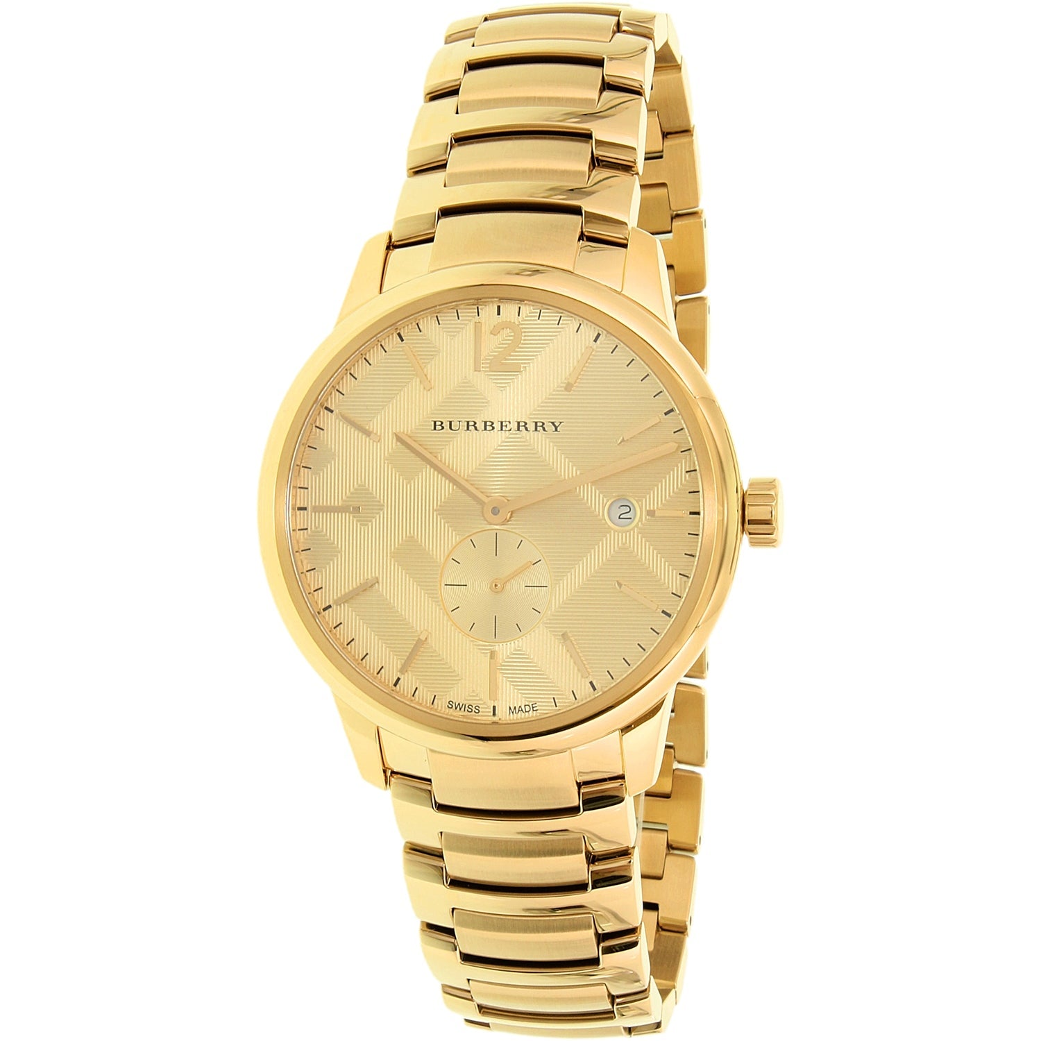 Burberry The Classic Yellow Gold Dial Gold Steel Strap Watch for Men - BU10006