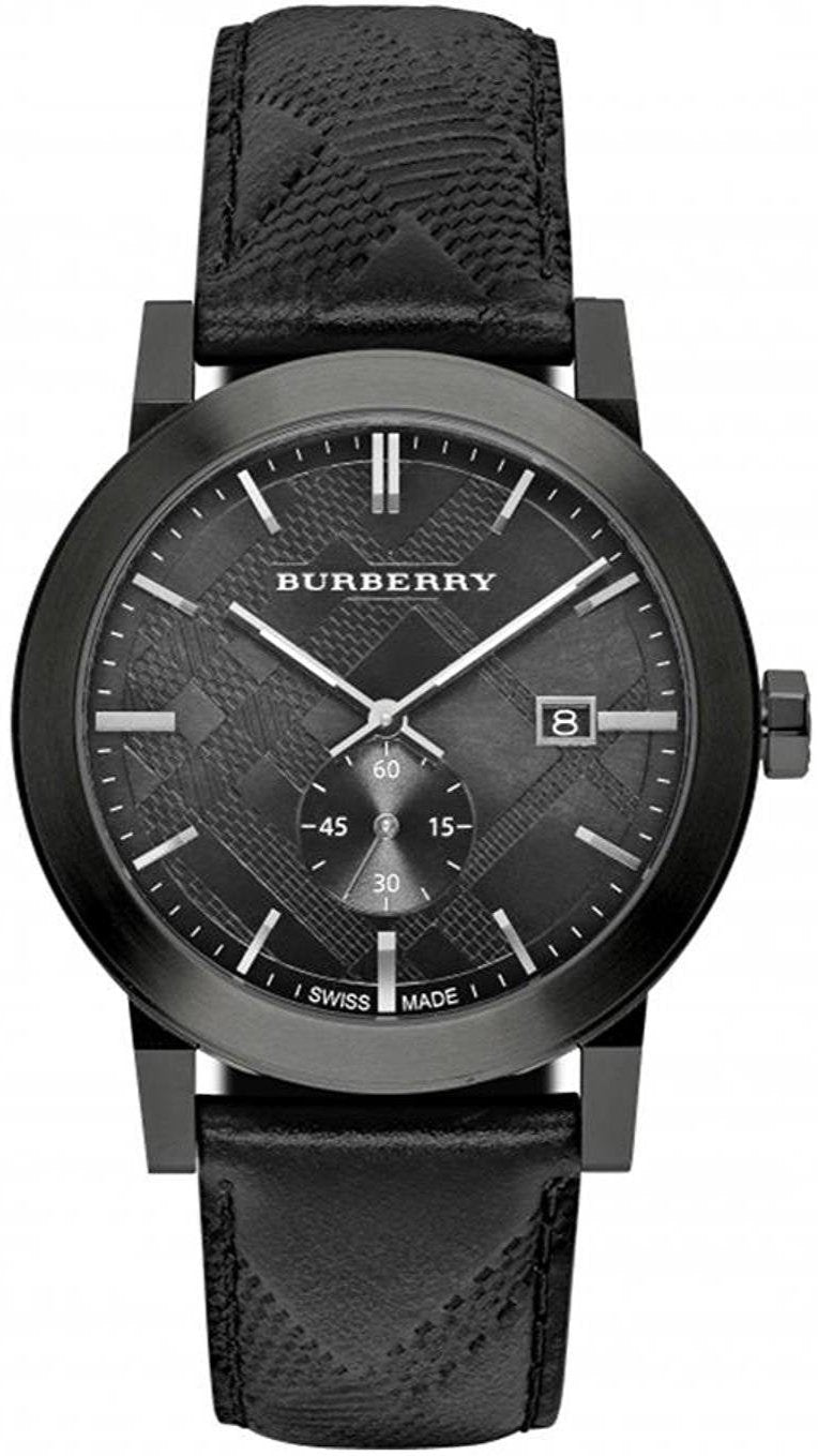 Burberry The City Black Dial Black Leather Strap Watch for Men - BU9906