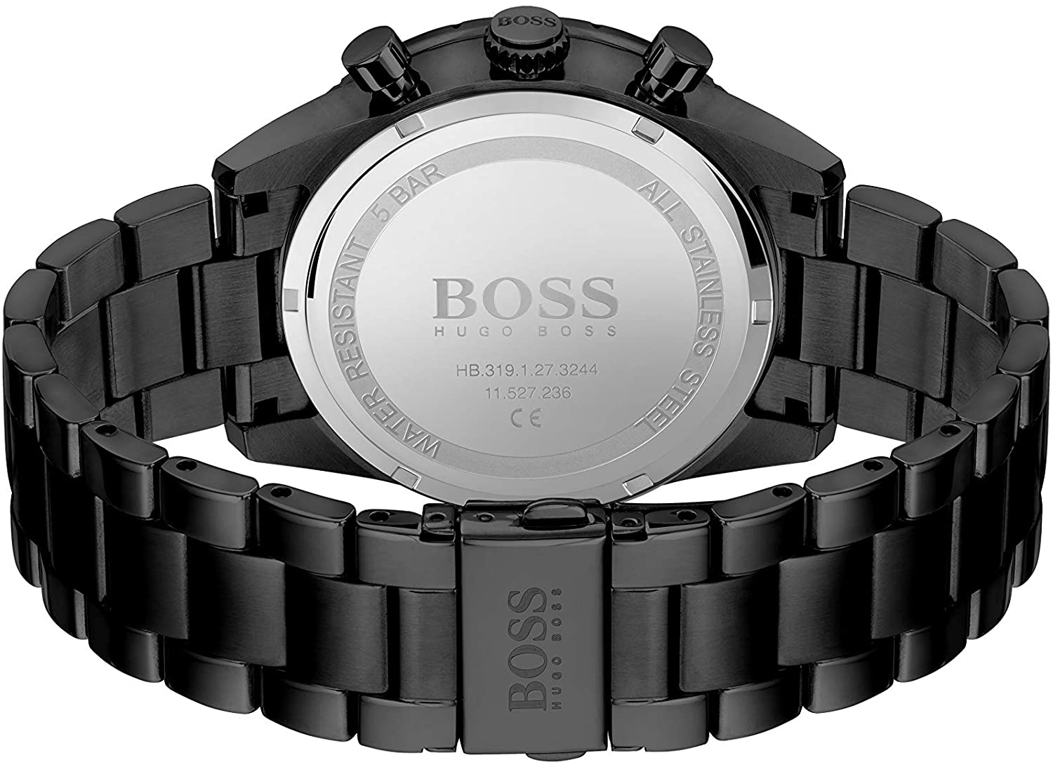 Hugo Boss Pilot Edition Chronograph Black Dial Black Steel Strap Watch for Men - 1513854