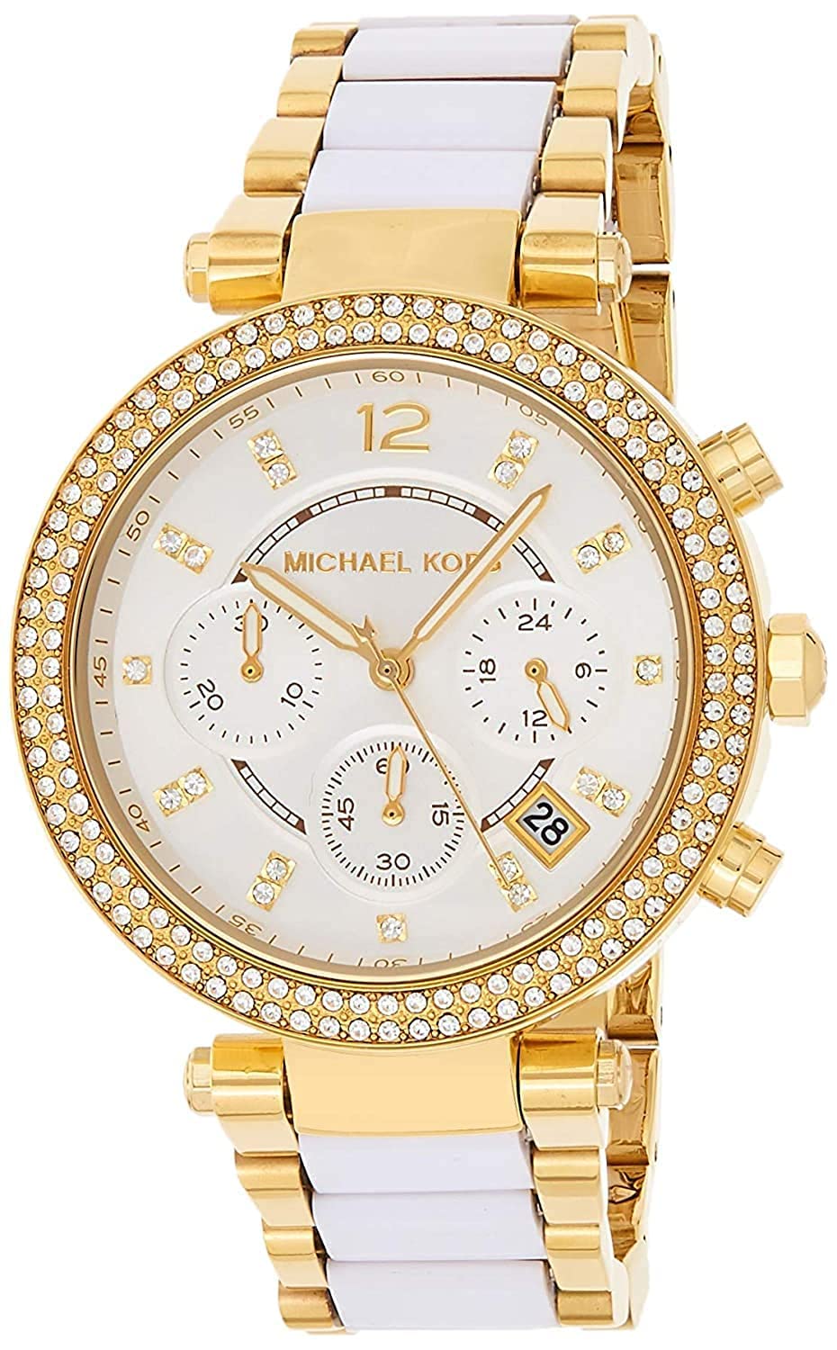 Michael Kors Parker White Dial Two Tone Steel Strap Watch for Women - MK6119