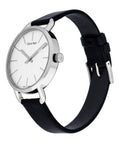 Calvin Klein Even Silver Black Leather Strap Watch for Women - K7B231C6