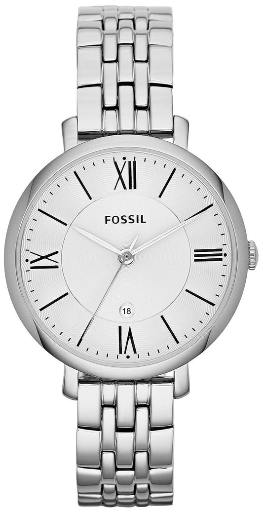 Fossil Jacqueline White Dial Silver Steel Strap Watch for Women - ES3433