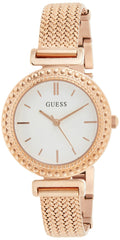 Guess Monroe Silver Dial Rose Gold Steel Strap Watch For Women - W1152L3