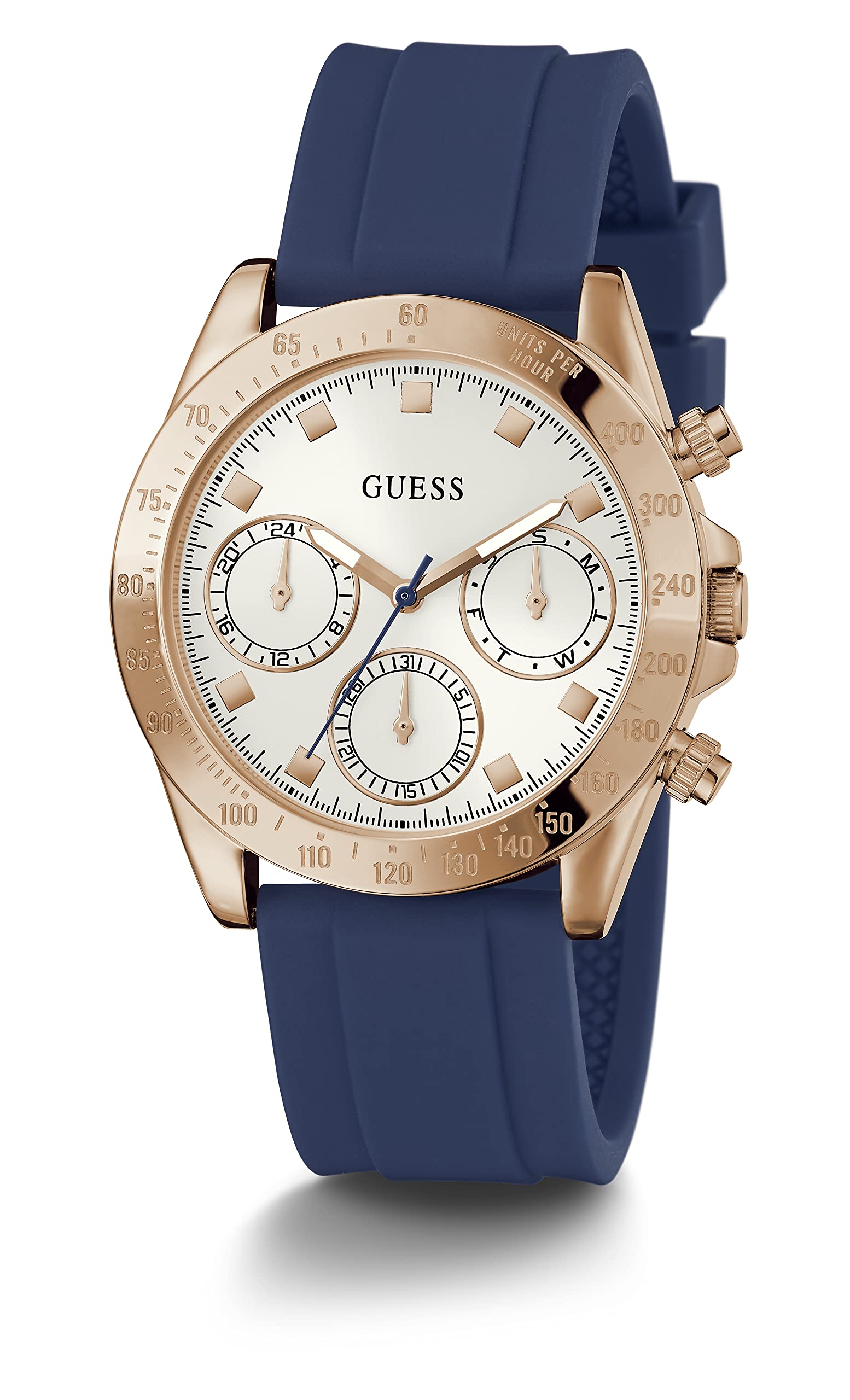 Guess Eclipse White Dial Blue Rubber Strap Watch for Women - GW0315L2