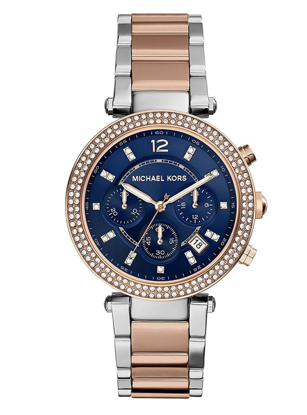 Michael Kors Parker Blue Dial Two Tone Steel Strap Watch for Women - MK6141