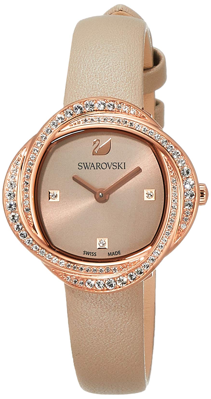 Swarovski Crystal Flower Grey Dial Grey Leather Strap Watch for for Women - 5552424