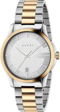 Gucci G Timeless Quartz Silver Dial Two Tone Steel Strap Watch For Men - YA126450