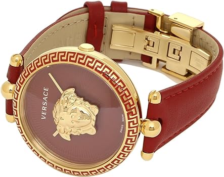 Versace Palazzo Empire Red Dial Red Leather Strap Watch for Women - VCO120017