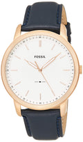 Fossil The Minimalist Slim White Dial Blue Leather Strap Watch for Men - FS5371