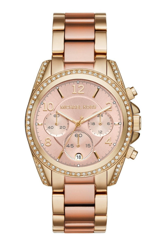 Michael Kors Blair Chronograph Rose Gold Dial Two Tone Steel Strap Watch for Women - MK6316