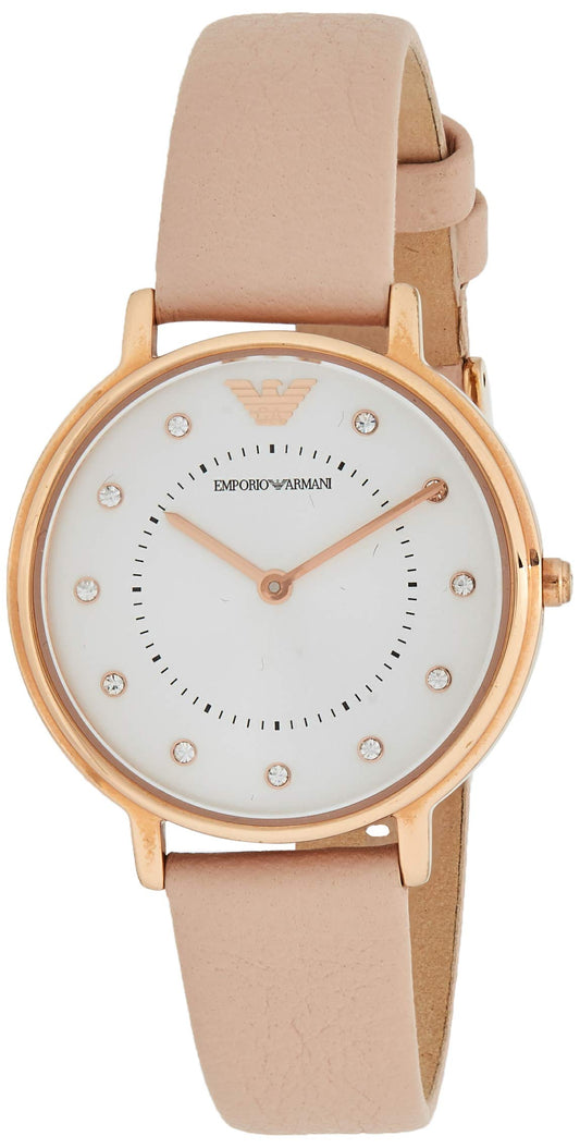 Emporio Armani Kappa White Dial Beige Leather Strap Watch For Women - AR2510