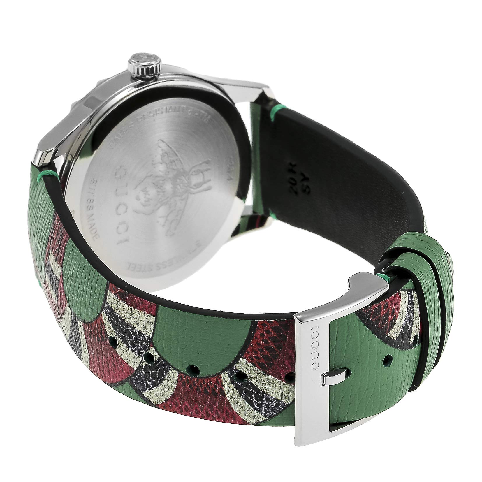 Gucci G Timeless Le Marche Des Merveilles Kingsnake Green Dial Green Leather Strap Unisex Watch - YA1264081