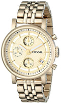 Fossil Boyfriend Chronograph Gold Dial Gold Steel Strap Watch for Women - ES2197