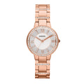 Fossil Virginia White Dial Rose Gold Steel Strap Watch for Women - ES3284