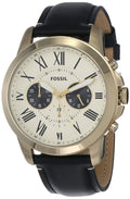 Fossil Grant Chronograph White Dial Black Leather Strap Watch for Men - FS5272