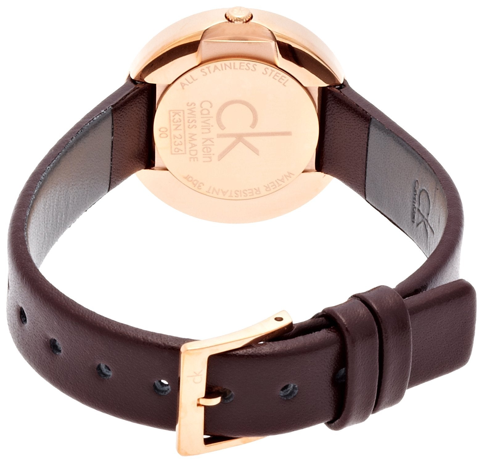 Calvin Klein Firm White Dial Brown Leather Strap Watch for Women - K3N236G6