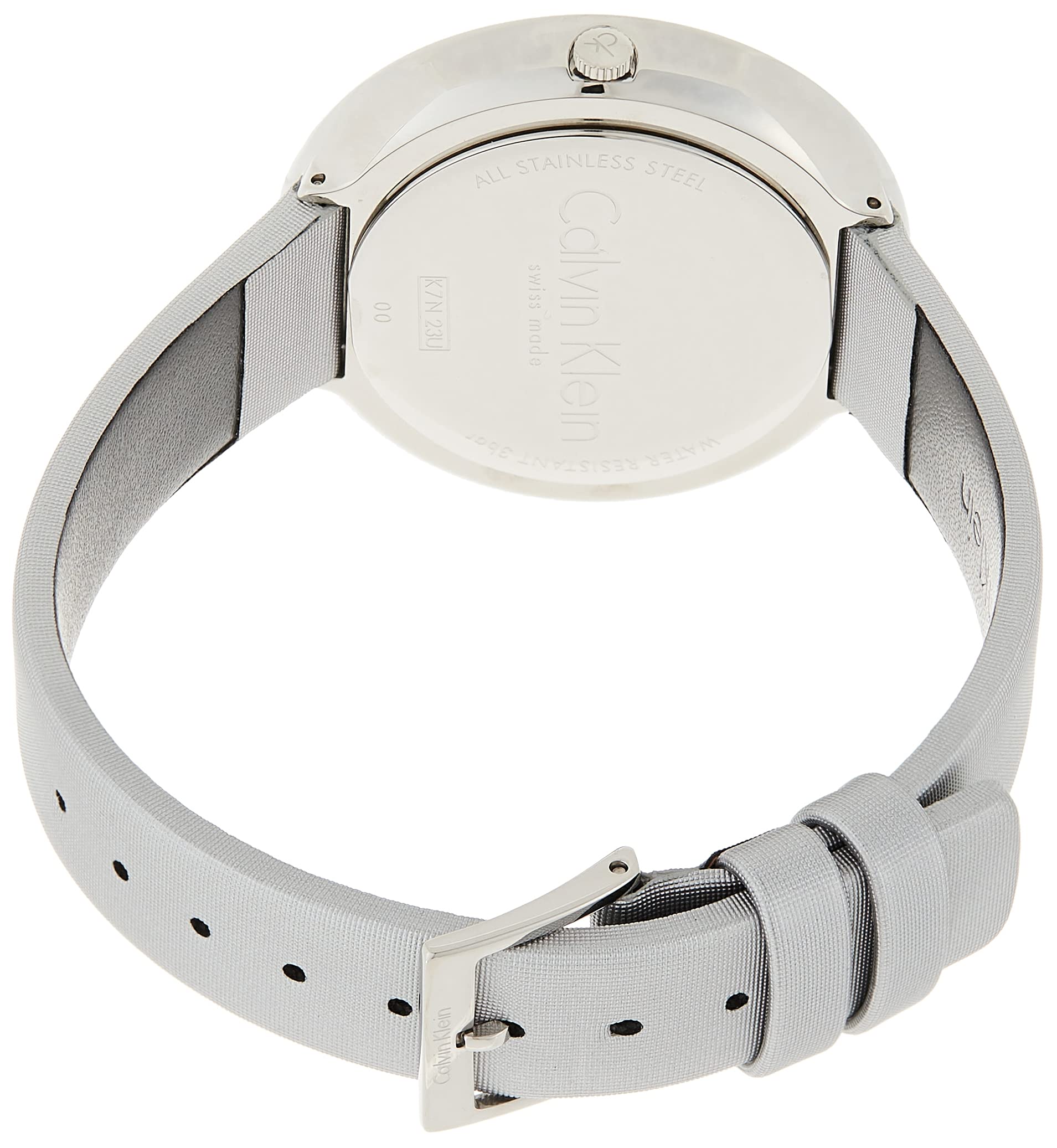 Calvin Klein Chic Silver Dial White Leather Strap Watch for Women - K7N23UP8