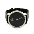 Calvin Klein Minimal Diamonds Black Dial Black Leather Strap Watch for Men - K3M211CS