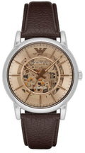 Emporio Armani Luigi Meccanico Brown Dial Brown Leather Strap Watch For Men - AR1982