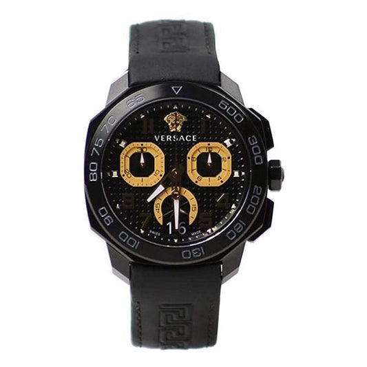 Versace Dylos Chronograph Black Dial Black Rubber Strap Watch for Men - VQC020015