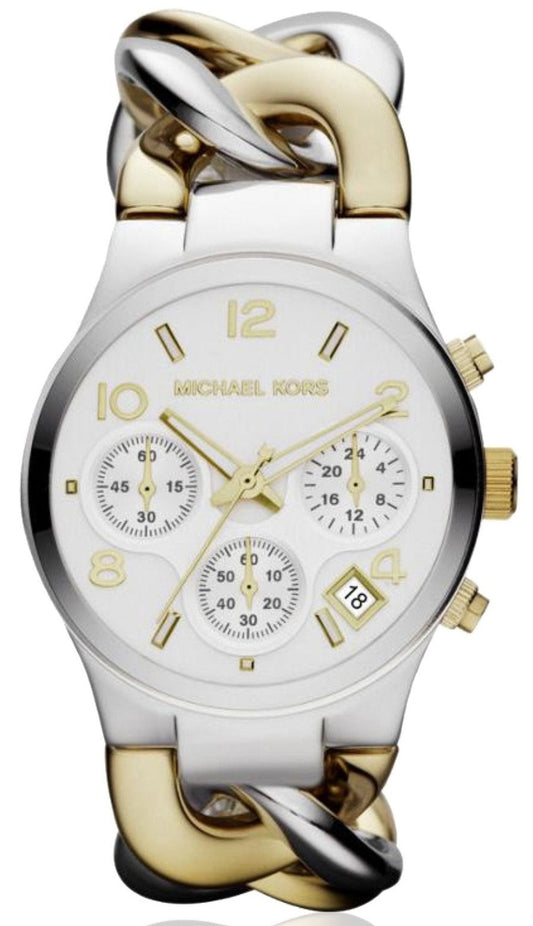 Michael Kors Runway White Dial Two Tone Steel Strap Watch for Women - MK3199