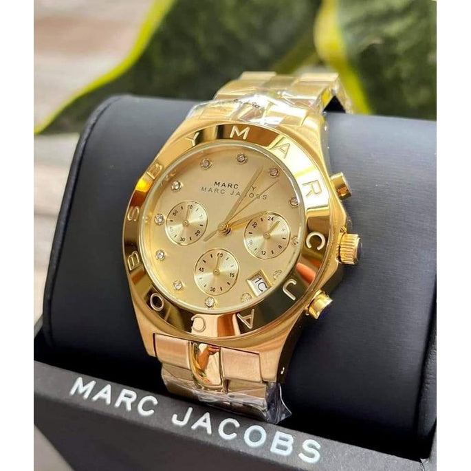 Marc Jacobs Blade Gold Dial Gold Stainless Steel Strap Watch for Women - MBM3101