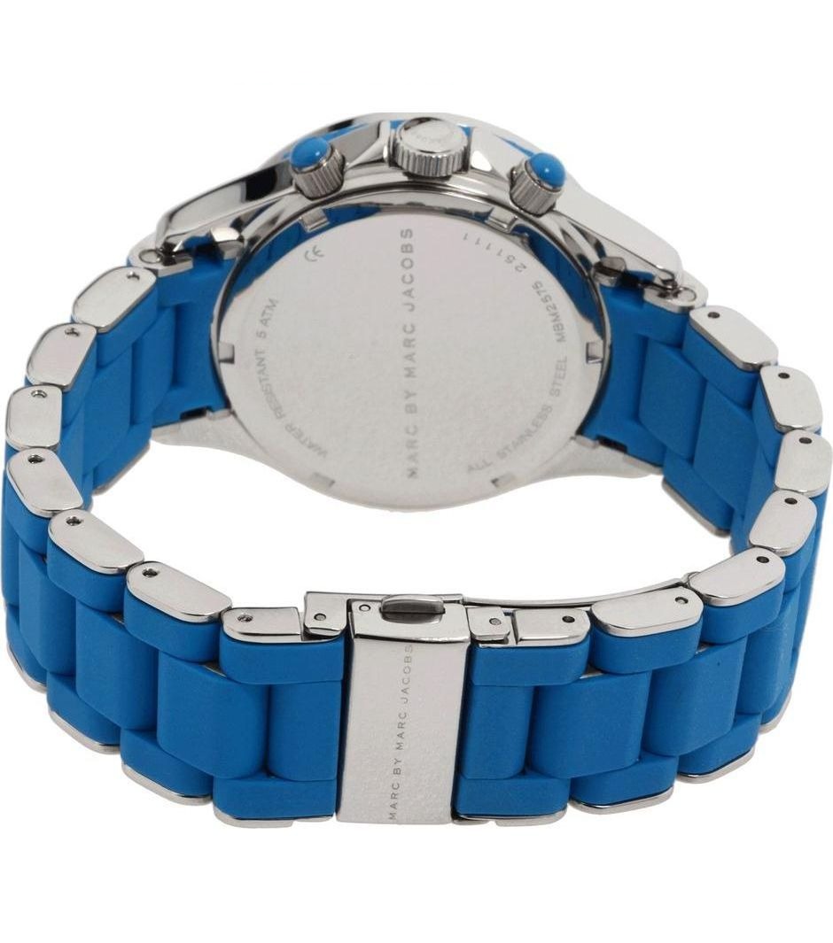 Marc Jacobs Rock Chronograph Blue Dial Blue Silicone Steel Strap Watch for Women - MBM2575