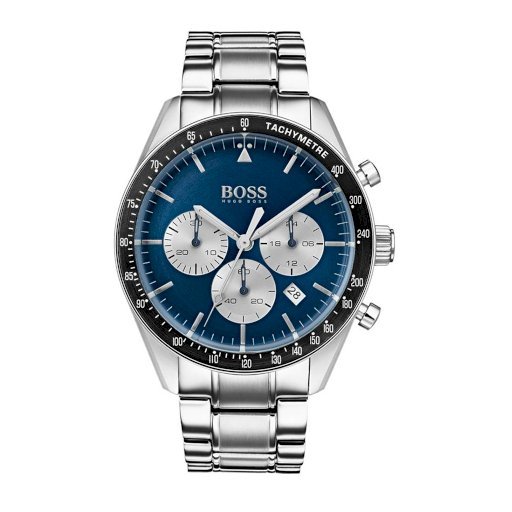 Hugo Boss Trophy Chronograph Blue Dial Silver Steel Strap Watch for Men - 1513630